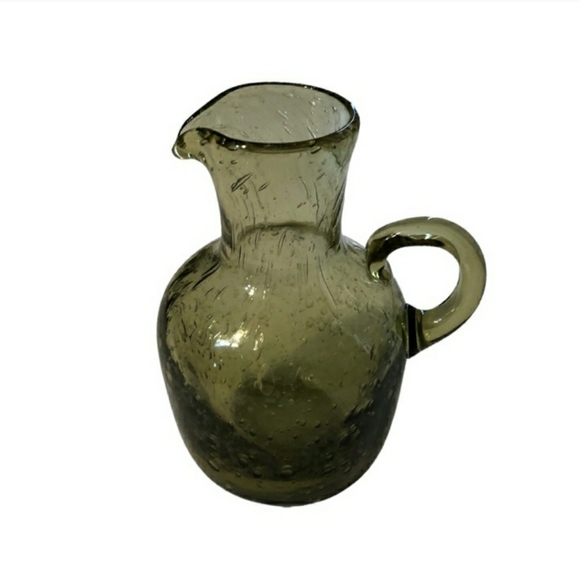 VINTAGE Green Bubble Glass Handblown Mini PitcherVintage EUC! - Picture 6 of 6